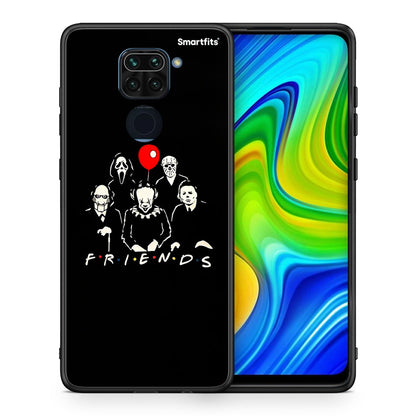 Θήκη Xiaomi Redmi Note 9 Halloween Friends από τη Smartfits με σχέδιο στο πίσω μέρος και μαύρο περίβλημα | Xiaomi Redmi Note 9 Halloween Friends case with colorful back and black bezels