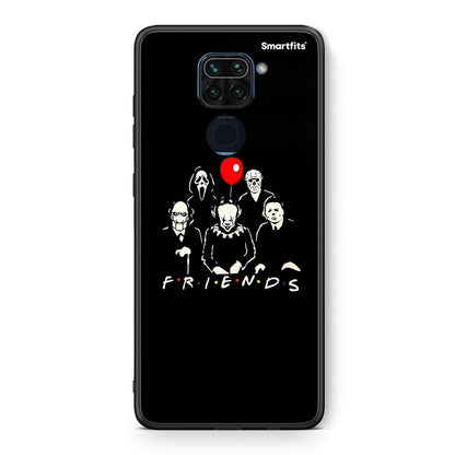 Θήκη Xiaomi Redmi Note 9 Halloween Friends από τη Smartfits με σχέδιο στο πίσω μέρος και μαύρο περίβλημα | Xiaomi Redmi Note 9 Halloween Friends case with colorful back and black bezels