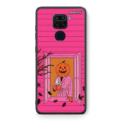 Θήκη Xiaomi Redmi Note 9 Halloween Pumpkin Lady από τη Smartfits με σχέδιο στο πίσω μέρος και μαύρο περίβλημα | Xiaomi Redmi Note 9 Halloween Pumpkin Lady case with colorful back and black bezels