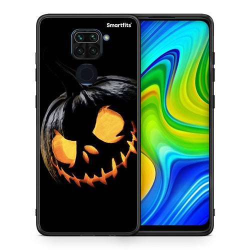 Θήκη Xiaomi Redmi Note 9 Halloween Scary Pumpkin από τη Smartfits με σχέδιο στο πίσω μέρος και μαύρο περίβλημα | Xiaomi Redmi Note 9 Halloween Scary Pumpkin case with colorful back and black bezels