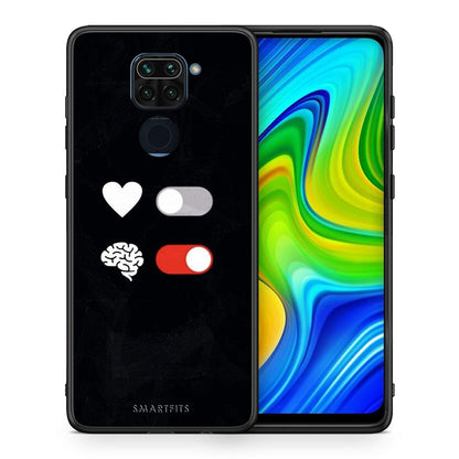 Θήκη Αγίου Βαλεντίνου Xiaomi Redmi Note 9 Heart Vs Brain από τη Smartfits με σχέδιο στο πίσω μέρος και μαύρο περίβλημα | Xiaomi Redmi Note 9 Heart Vs Brain case with colorful back and black bezels