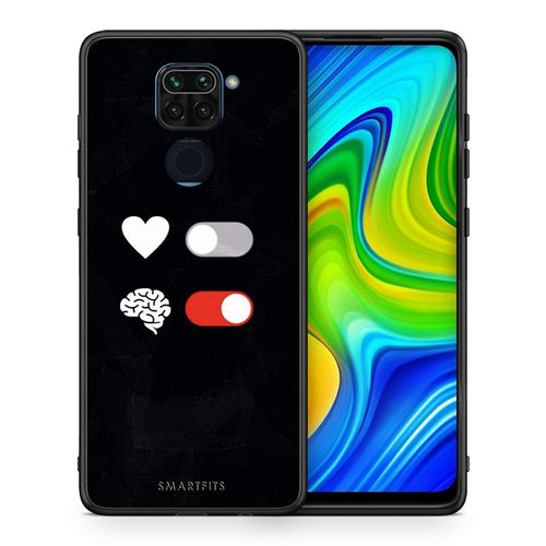 Θήκη Αγίου Βαλεντίνου Xiaomi Redmi Note 9 Heart Vs Brain από τη Smartfits με σχέδιο στο πίσω μέρος και μαύρο περίβλημα | Xiaomi Redmi Note 9 Heart Vs Brain case with colorful back and black bezels
