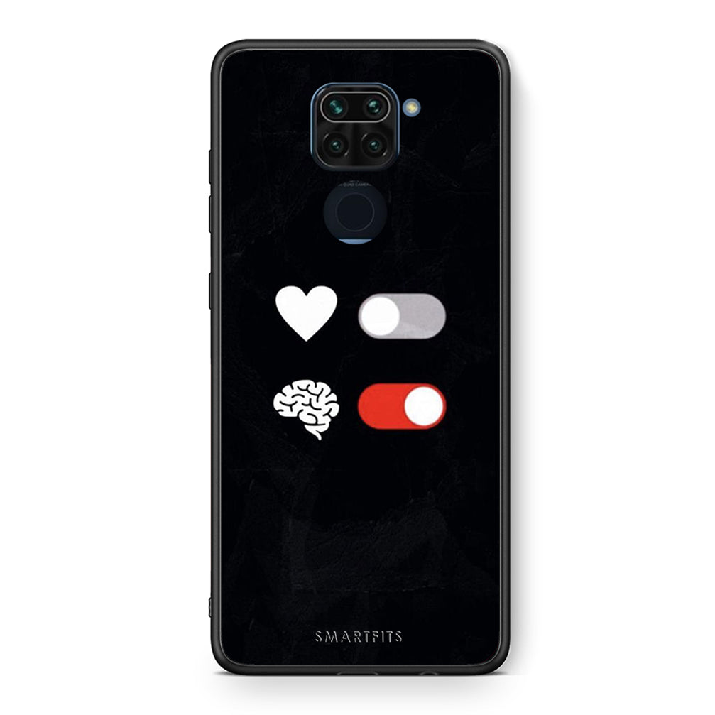 Θήκη Αγίου Βαλεντίνου Xiaomi Redmi Note 9 Heart Vs Brain από τη Smartfits με σχέδιο στο πίσω μέρος και μαύρο περίβλημα | Xiaomi Redmi Note 9 Heart Vs Brain case with colorful back and black bezels