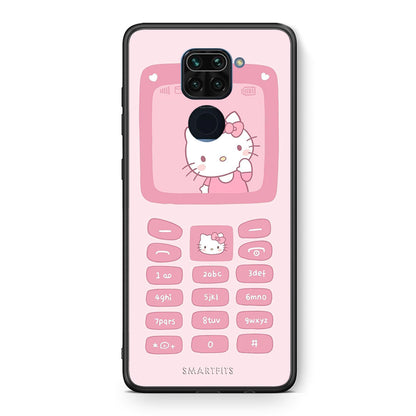 Θήκη Αγίου Βαλεντίνου Xiaomi Redmi Note 9 Hello Kitten από τη Smartfits με σχέδιο στο πίσω μέρος και μαύρο περίβλημα | Xiaomi Redmi Note 9 Hello Kitten case with colorful back and black bezels
