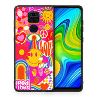 Thumbnail for Θήκη Xiaomi Redmi Note 9 Hippie Love από τη Smartfits με σχέδιο στο πίσω μέρος και μαύρο περίβλημα | Xiaomi Redmi Note 9 Hippie Love case with colorful back and black bezels