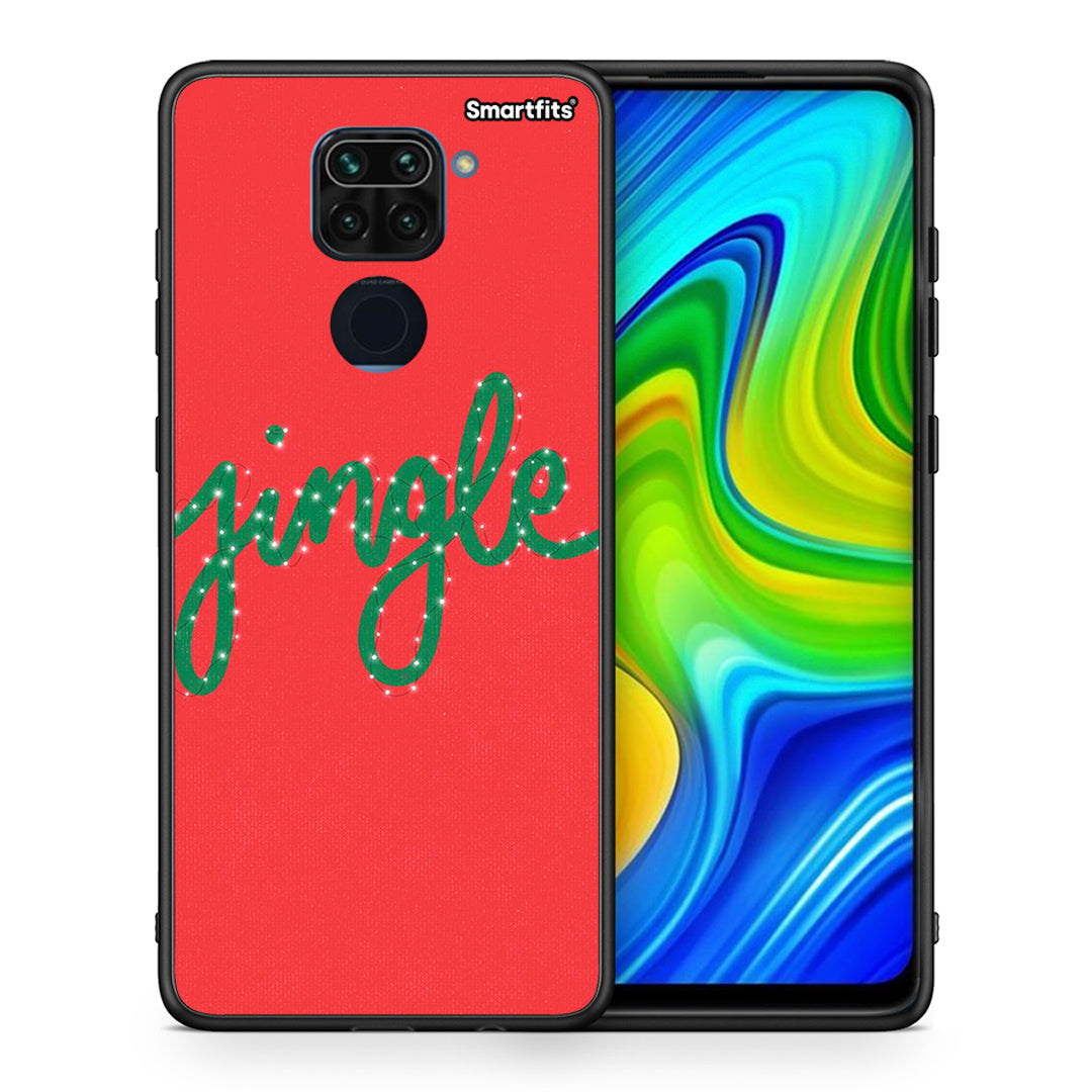 Θήκη Xiaomi Redmi Note 9 Jingle Xmas από τη Smartfits με σχέδιο στο πίσω μέρος και μαύρο περίβλημα | Xiaomi Redmi Note 9 Jingle Xmas case with colorful back and black bezels