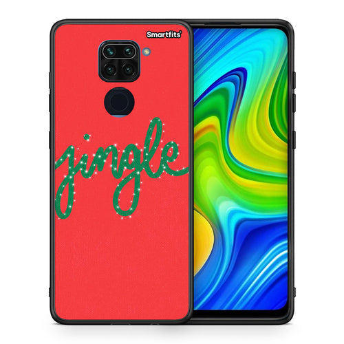 Θήκη Xiaomi Redmi Note 9 Jingle Xmas από τη Smartfits με σχέδιο στο πίσω μέρος και μαύρο περίβλημα | Xiaomi Redmi Note 9 Jingle Xmas case with colorful back and black bezels