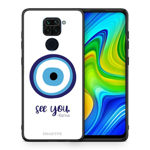 Θήκη Xiaomi Redmi Note 9 Karma Says από τη Smartfits με σχέδιο στο πίσω μέρος και μαύρο περίβλημα | Xiaomi Redmi Note 9 Karma Says case with colorful back and black bezels
