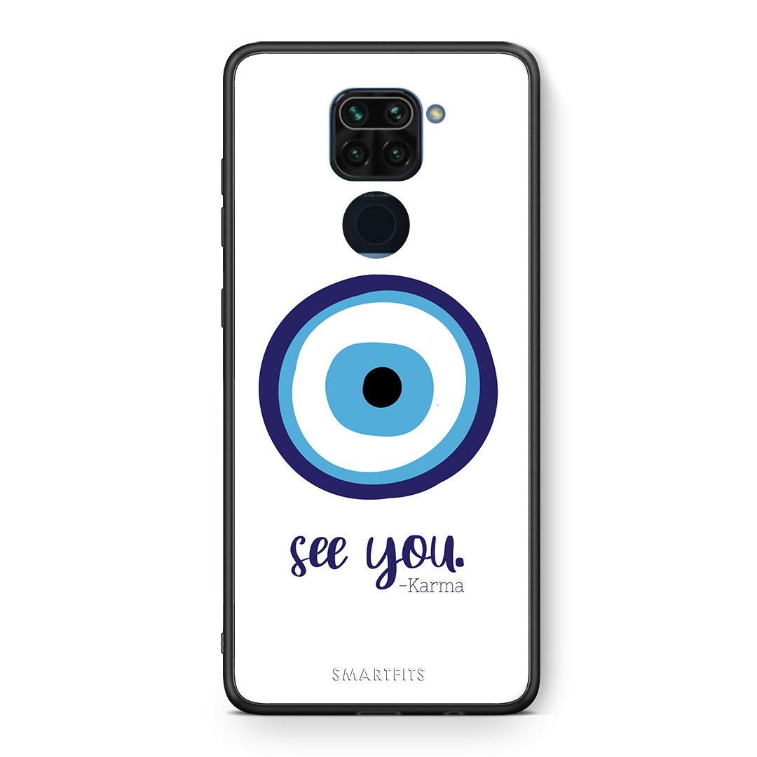 Θήκη Xiaomi Redmi Note 9 Karma Says από τη Smartfits με σχέδιο στο πίσω μέρος και μαύρο περίβλημα | Xiaomi Redmi Note 9 Karma Says case with colorful back and black bezels