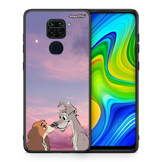 Θήκη Xiaomi Redmi Note 9 Lady And Tramp από τη Smartfits με σχέδιο στο πίσω μέρος και μαύρο περίβλημα | Xiaomi Redmi Note 9 Lady And Tramp case with colorful back and black bezels