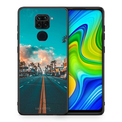 Θήκη Xiaomi Redmi Note 9 City Landscape από τη Smartfits με σχέδιο στο πίσω μέρος και μαύρο περίβλημα | Xiaomi Redmi Note 9 City Landscape case with colorful back and black bezels