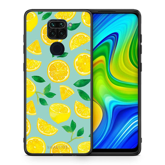 Θήκη Xiaomi Redmi Note 9 Lemons από τη Smartfits με σχέδιο στο πίσω μέρος και μαύρο περίβλημα | Xiaomi Redmi Note 9 Lemons case with colorful back and black bezels