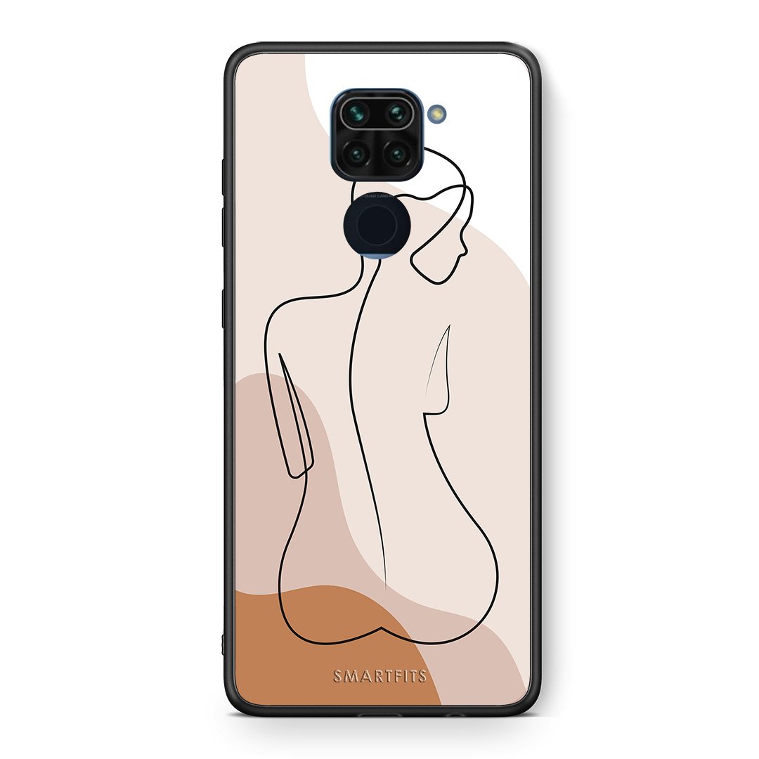 Θήκη Xiaomi Redmi Note 9 LineArt Woman από τη Smartfits με σχέδιο στο πίσω μέρος και μαύρο περίβλημα | Xiaomi Redmi Note 9 LineArt Woman case with colorful back and black bezels