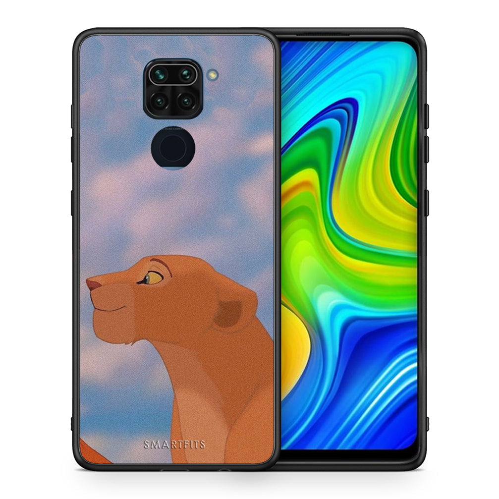 Θήκη Αγίου Βαλεντίνου Xiaomi Redmi Note 9 Lion Love 2 από τη Smartfits με σχέδιο στο πίσω μέρος και μαύρο περίβλημα | Xiaomi Redmi Note 9 Lion Love 2 case with colorful back and black bezels