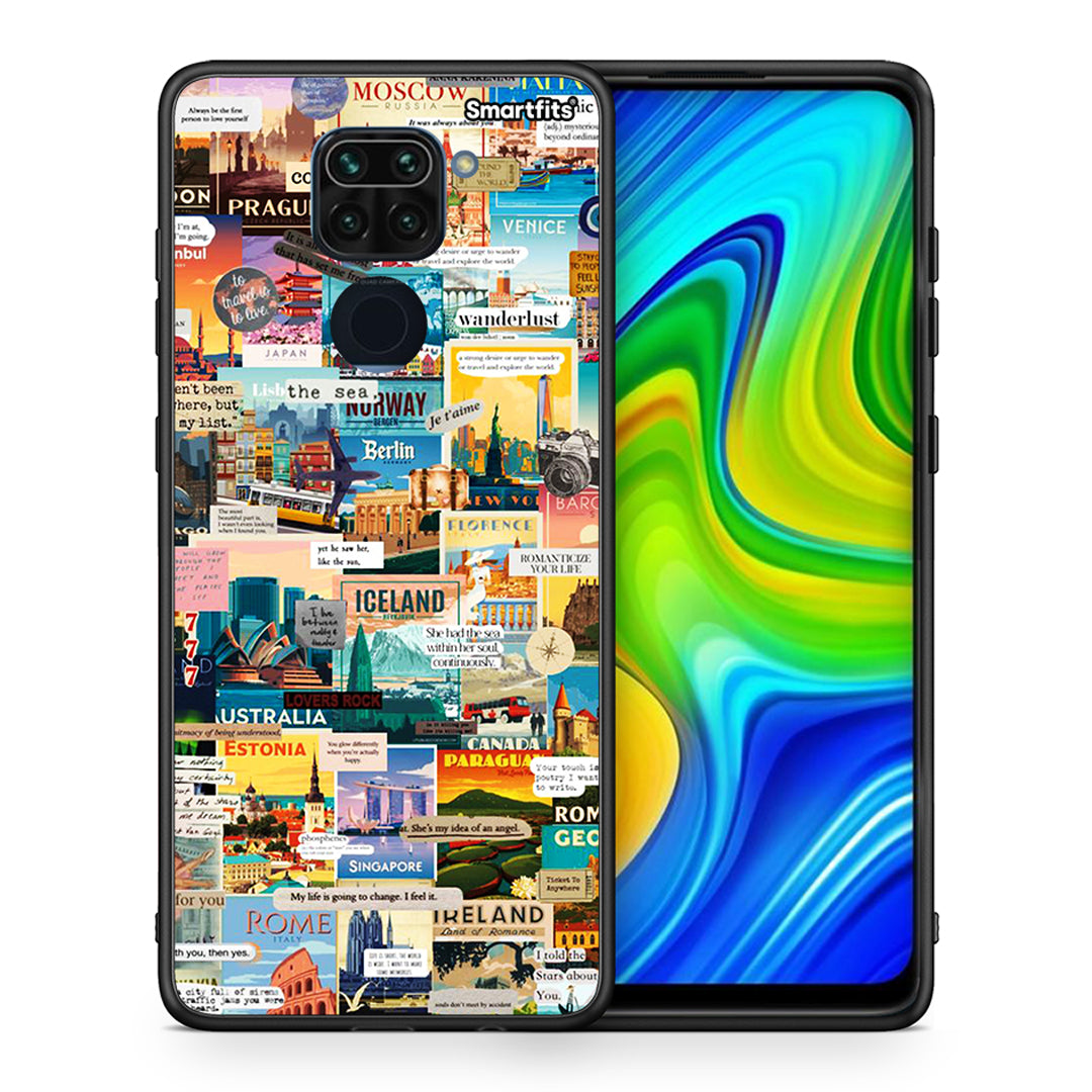 Θήκη Xiaomi Redmi Note 9 Live To Travel από τη Smartfits με σχέδιο στο πίσω μέρος και μαύρο περίβλημα | Xiaomi Redmi Note 9 Live To Travel case with colorful back and black bezels