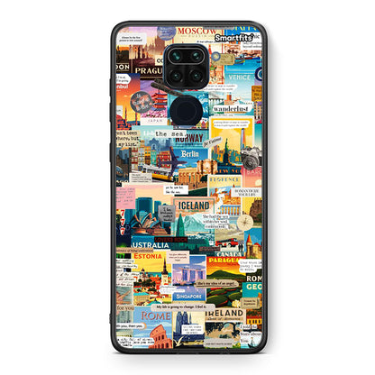 Θήκη Xiaomi Redmi Note 9 Live To Travel από τη Smartfits με σχέδιο στο πίσω μέρος και μαύρο περίβλημα | Xiaomi Redmi Note 9 Live To Travel case with colorful back and black bezels