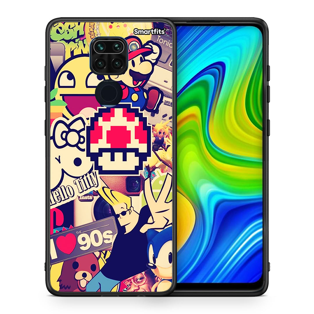 Θήκη Xiaomi Redmi Note 9 Love The 90s από τη Smartfits με σχέδιο στο πίσω μέρος και μαύρο περίβλημα | Xiaomi Redmi Note 9 Love The 90s case with colorful back and black bezels