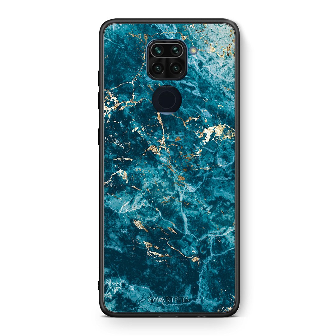 Θήκη Xiaomi Redmi Note 9 Marble Blue από τη Smartfits με σχέδιο στο πίσω μέρος και μαύρο περίβλημα | Xiaomi Redmi Note 9 Marble Blue case with colorful back and black bezels