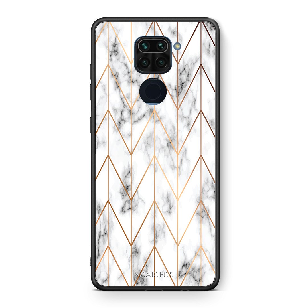 Θήκη Xiaomi Redmi Note 9 Gold Geometric Marble από τη Smartfits με σχέδιο στο πίσω μέρος και μαύρο περίβλημα | Xiaomi Redmi Note 9 Gold Geometric Marble case with colorful back and black bezels