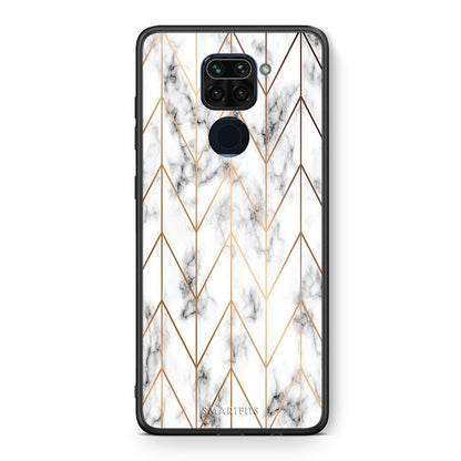 Θήκη Xiaomi Redmi Note 9 Gold Geometric Marble από τη Smartfits με σχέδιο στο πίσω μέρος και μαύρο περίβλημα | Xiaomi Redmi Note 9 Gold Geometric Marble case with colorful back and black bezels