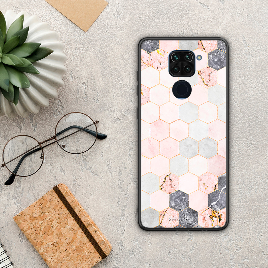 Marble Hexagon Pink - Xiaomi Redmi Note 9 θήκη