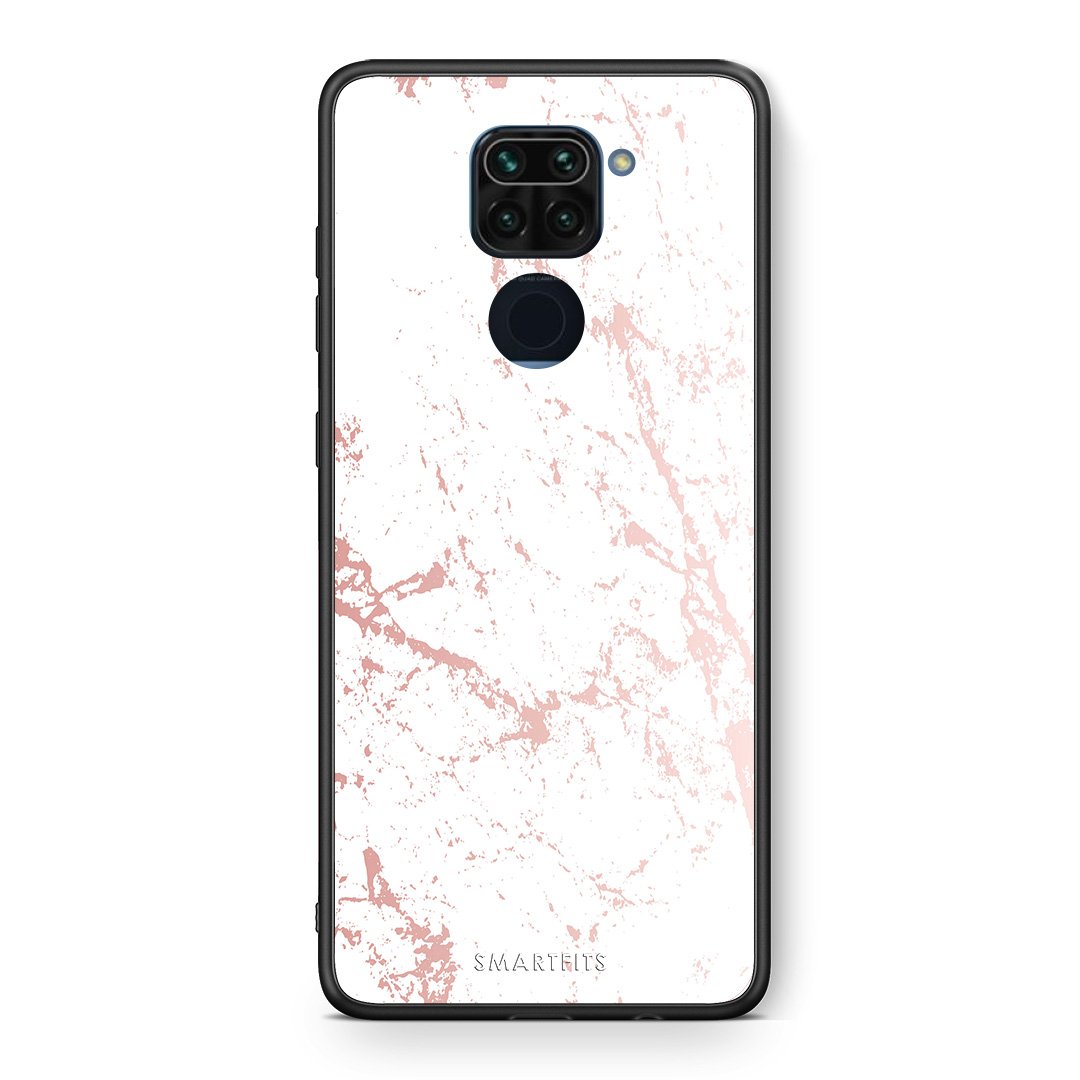 Θήκη Xiaomi Redmi Note 9 Pink Splash Marble από τη Smartfits με σχέδιο στο πίσω μέρος και μαύρο περίβλημα | Xiaomi Redmi Note 9 Pink Splash Marble case with colorful back and black bezels