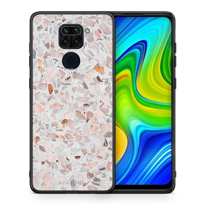 Θήκη Xiaomi Redmi Note 9 Marble Terrazzo από τη Smartfits με σχέδιο στο πίσω μέρος και μαύρο περίβλημα | Xiaomi Redmi Note 9 Marble Terrazzo case with colorful back and black bezels