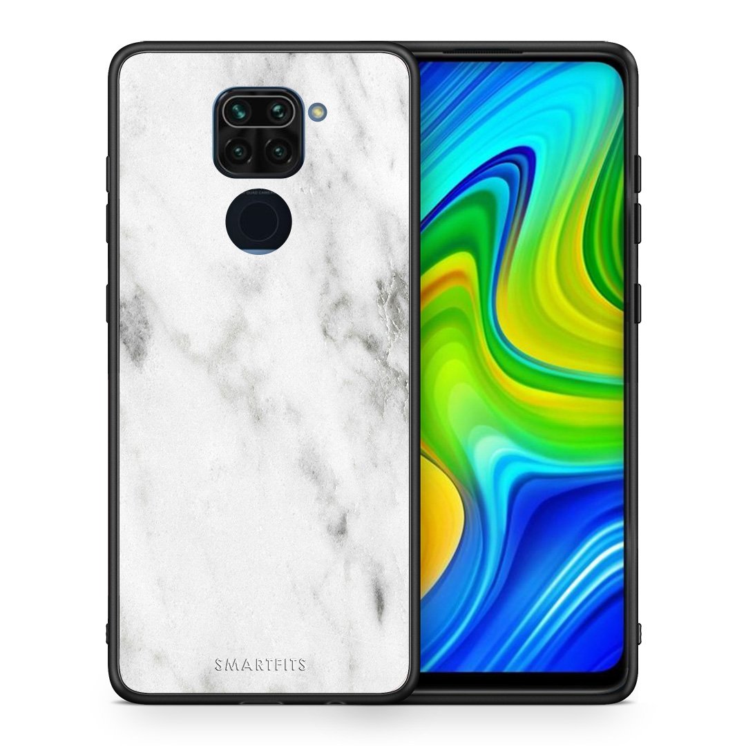 Θήκη Xiaomi Redmi Note 9 White Marble από τη Smartfits με σχέδιο στο πίσω μέρος και μαύρο περίβλημα | Xiaomi Redmi Note 9 White Marble case with colorful back and black bezels