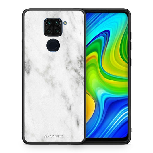Θήκη Xiaomi Redmi Note 9 White Marble από τη Smartfits με σχέδιο στο πίσω μέρος και μαύρο περίβλημα | Xiaomi Redmi Note 9 White Marble case with colorful back and black bezels
