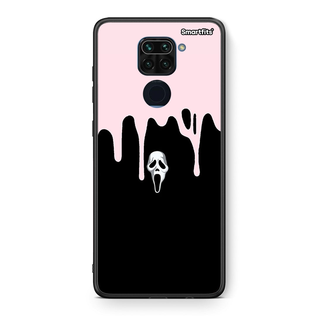 Θήκη Xiaomi Redmi Note 9 Melting Halloween Mask από τη Smartfits με σχέδιο στο πίσω μέρος και μαύρο περίβλημα | Xiaomi Redmi Note 9 Melting Halloween Mask case with colorful back and black bezels