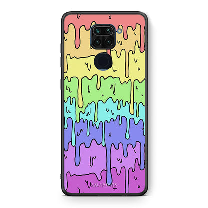 Θήκη Xiaomi Redmi Note 9 Melting Rainbow από τη Smartfits με σχέδιο στο πίσω μέρος και μαύρο περίβλημα | Xiaomi Redmi Note 9 Melting Rainbow case with colorful back and black bezels