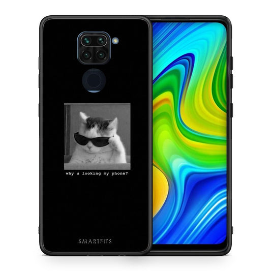 Θήκη Xiaomi Redmi Note 9 Meme Cat από τη Smartfits με σχέδιο στο πίσω μέρος και μαύρο περίβλημα | Xiaomi Redmi Note 9 Meme Cat case with colorful back and black bezels