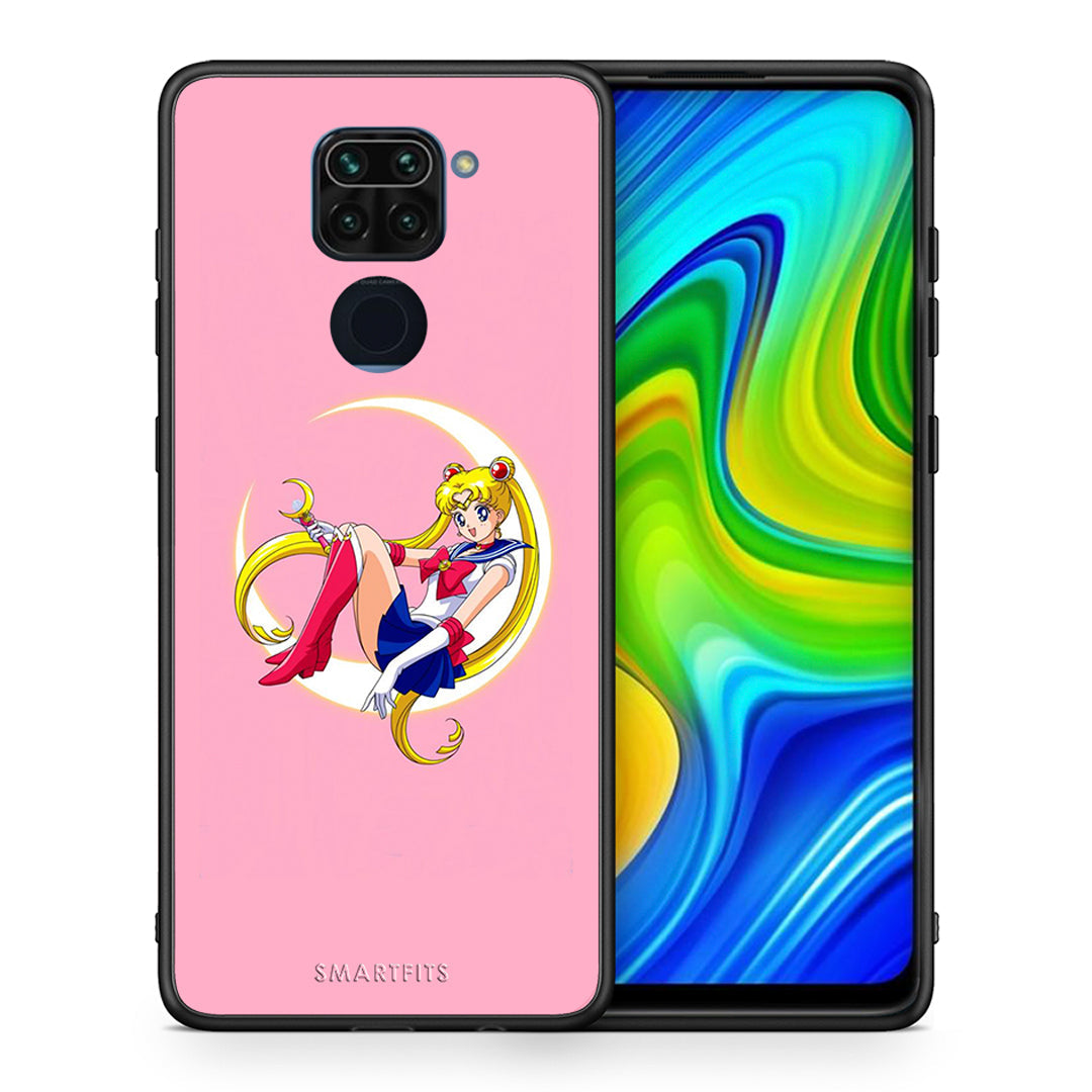 Θήκη Xiaomi Redmi Note 9 Moon Girl από τη Smartfits με σχέδιο στο πίσω μέρος και μαύρο περίβλημα | Xiaomi Redmi Note 9 Moon Girl case with colorful back and black bezels