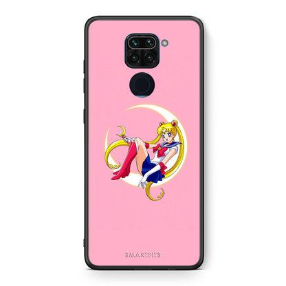 Θήκη Xiaomi Redmi Note 9 Moon Girl από τη Smartfits με σχέδιο στο πίσω μέρος και μαύρο περίβλημα | Xiaomi Redmi Note 9 Moon Girl case with colorful back and black bezels