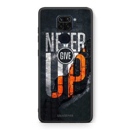 Θήκη Αγίου Βαλεντίνου Xiaomi Redmi Note 9 Never Give Up από τη Smartfits με σχέδιο στο πίσω μέρος και μαύρο περίβλημα | Xiaomi Redmi Note 9 Never Give Up case with colorful back and black bezels