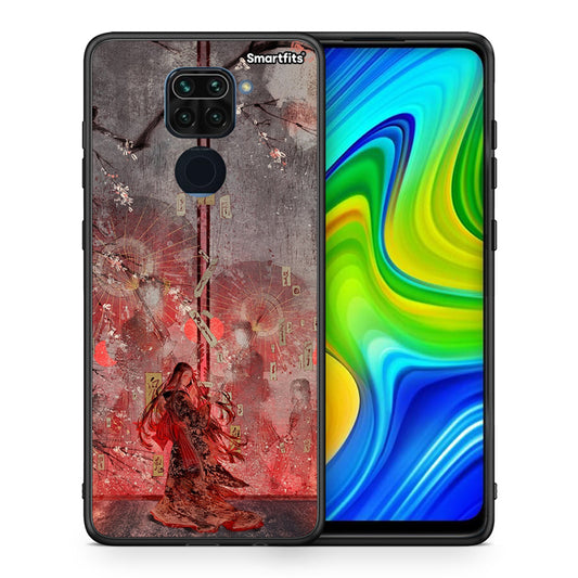 Θήκη Xiaomi Redmi Note 9 Nezuko Kamado από τη Smartfits με σχέδιο στο πίσω μέρος και μαύρο περίβλημα | Xiaomi Redmi Note 9 Nezuko Kamado case with colorful back and black bezels