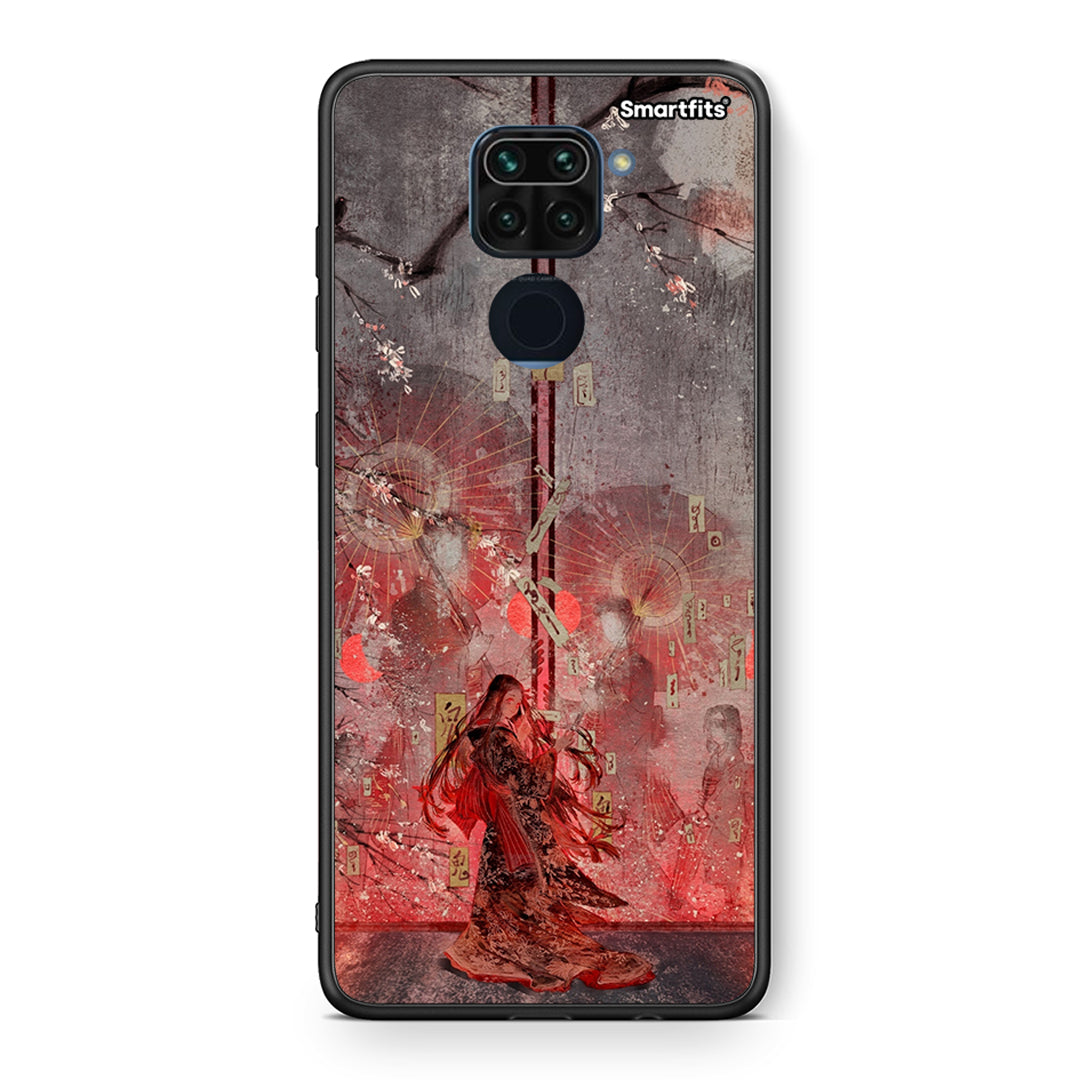 Θήκη Xiaomi Redmi Note 9 Nezuko Kamado από τη Smartfits με σχέδιο στο πίσω μέρος και μαύρο περίβλημα | Xiaomi Redmi Note 9 Nezuko Kamado case with colorful back and black bezels