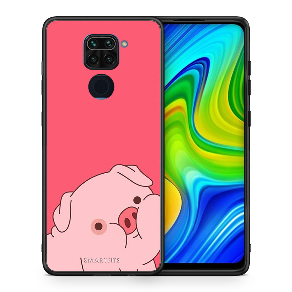 Θήκη Αγίου Βαλεντίνου Xiaomi Redmi Note 9 Pig Love 1 από τη Smartfits με σχέδιο στο πίσω μέρος και μαύρο περίβλημα | Xiaomi Redmi Note 9 Pig Love 1 case with colorful back and black bezels