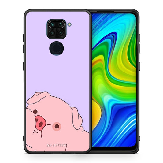 Θήκη Αγίου Βαλεντίνου Xiaomi Redmi Note 9 Pig Love 2 από τη Smartfits με σχέδιο στο πίσω μέρος και μαύρο περίβλημα | Xiaomi Redmi Note 9 Pig Love 2 case with colorful back and black bezels