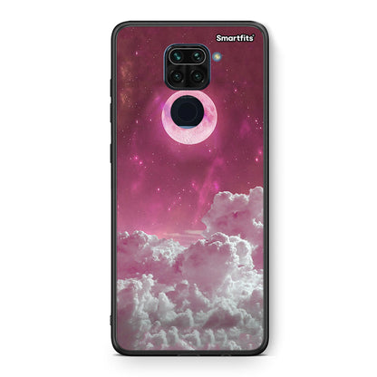 Θήκη Xiaomi Redmi Note 9 Pink Moon από τη Smartfits με σχέδιο στο πίσω μέρος και μαύρο περίβλημα | Xiaomi Redmi Note 9 Pink Moon case with colorful back and black bezels