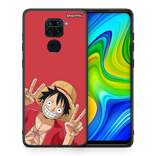 Θήκη Xiaomi Redmi Note 9 Pirate Luffy από τη Smartfits με σχέδιο στο πίσω μέρος και μαύρο περίβλημα | Xiaomi Redmi Note 9 Pirate Luffy case with colorful back and black bezels