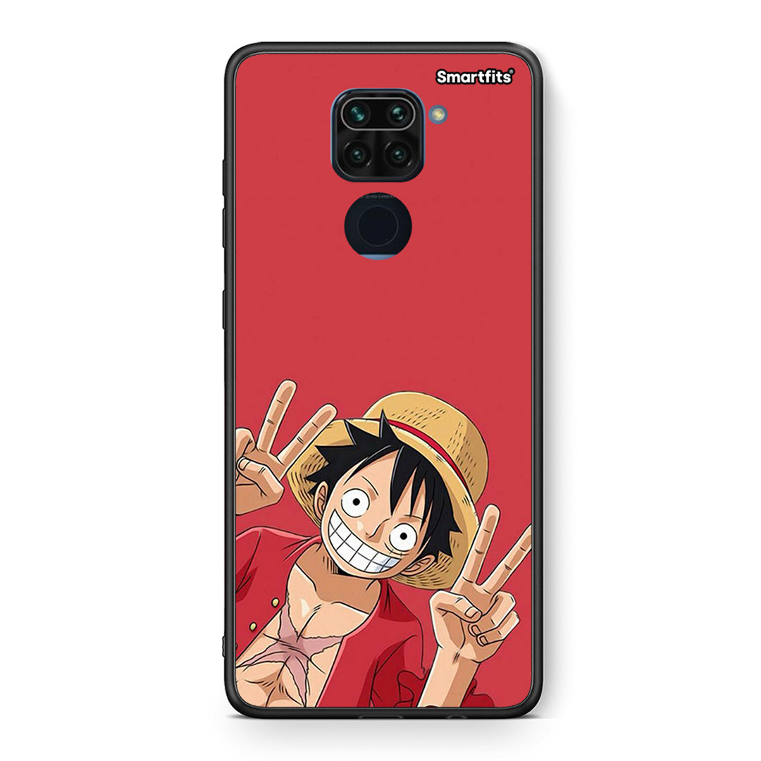 Θήκη Xiaomi Redmi Note 9 Pirate Luffy από τη Smartfits με σχέδιο στο πίσω μέρος και μαύρο περίβλημα | Xiaomi Redmi Note 9 Pirate Luffy case with colorful back and black bezels
