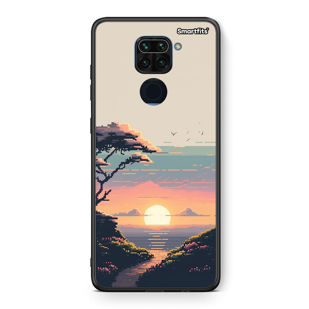 Θήκη Xiaomi Redmi Note 9 Pixel Sunset από τη Smartfits με σχέδιο στο πίσω μέρος και μαύρο περίβλημα | Xiaomi Redmi Note 9 Pixel Sunset case with colorful back and black bezels