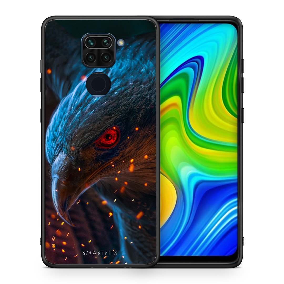 Θήκη Xiaomi Redmi Note 9 Eagle PopArt από τη Smartfits με σχέδιο στο πίσω μέρος και μαύρο περίβλημα | Xiaomi Redmi Note 9 Eagle PopArt case with colorful back and black bezels