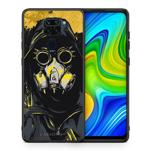 Θήκη Xiaomi Redmi Note 9 Mask PopArt από τη Smartfits με σχέδιο στο πίσω μέρος και μαύρο περίβλημα | Xiaomi Redmi Note 9 Mask PopArt case with colorful back and black bezels