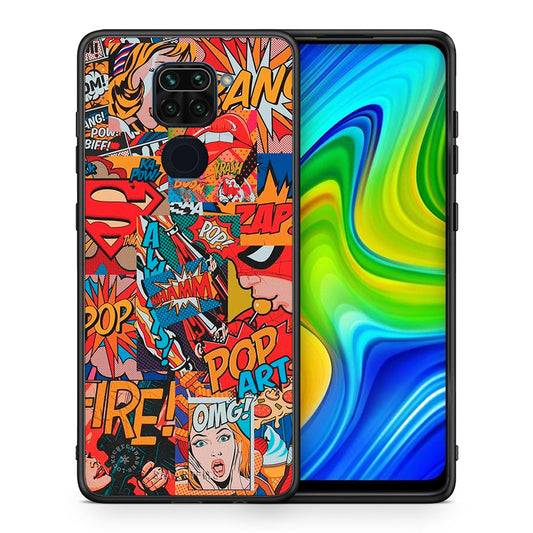 Θήκη Xiaomi Redmi Note 9 PopArt OMG από τη Smartfits με σχέδιο στο πίσω μέρος και μαύρο περίβλημα | Xiaomi Redmi Note 9 PopArt OMG case with colorful back and black bezels