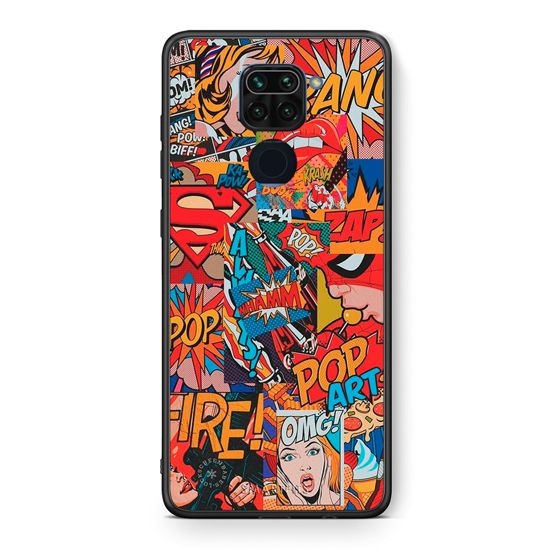 Θήκη Xiaomi Redmi Note 9 PopArt OMG από τη Smartfits με σχέδιο στο πίσω μέρος και μαύρο περίβλημα | Xiaomi Redmi Note 9 PopArt OMG case with colorful back and black bezels