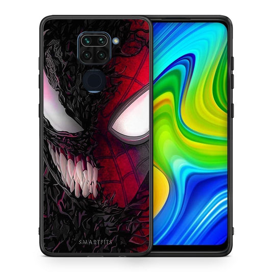 Θήκη Xiaomi Redmi Note 9 SpiderVenom PopArt από τη Smartfits με σχέδιο στο πίσω μέρος και μαύρο περίβλημα | Xiaomi Redmi Note 9 SpiderVenom PopArt case with colorful back and black bezels