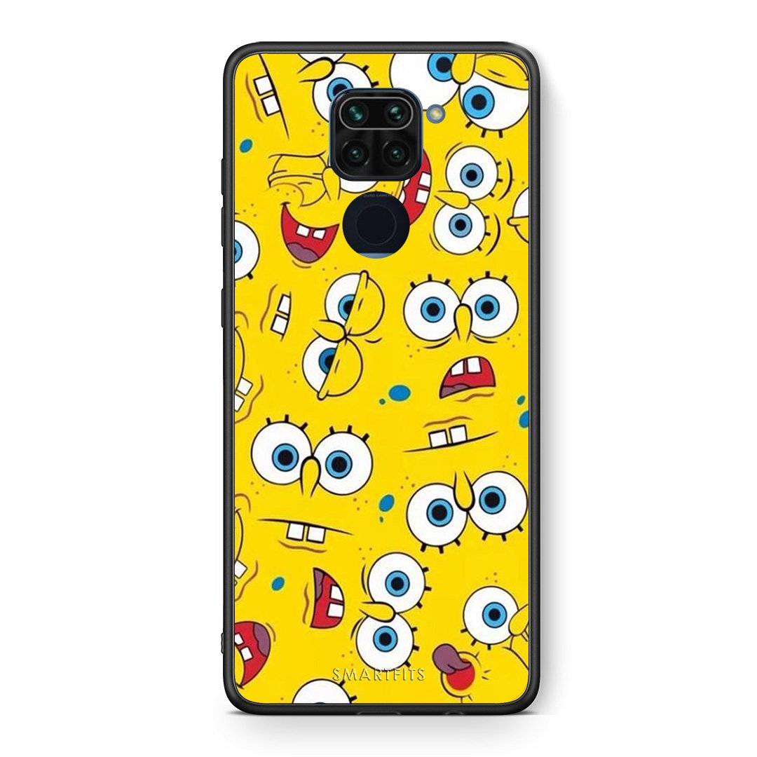 Θήκη Xiaomi Redmi Note 9 Sponge PopArt από τη Smartfits με σχέδιο στο πίσω μέρος και μαύρο περίβλημα | Xiaomi Redmi Note 9 Sponge PopArt case with colorful back and black bezels