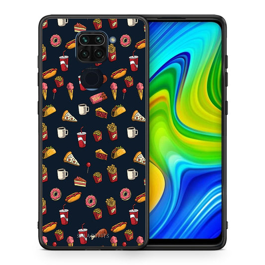 Θήκη Xiaomi Redmi Note 9 Hungry Random από τη Smartfits με σχέδιο στο πίσω μέρος και μαύρο περίβλημα | Xiaomi Redmi Note 9 Hungry Random case with colorful back and black bezels